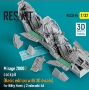 RSU32-0096 Mirage 2000D cockpit (Basic edition with 3D decals) for Kitty Hawk / Zimimodel kit (3D Pr