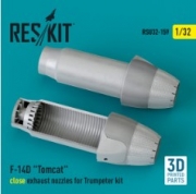 RSU32-0159 F-14D "Tomcat" close exhaust nozzles for Trumpeter kit (3D Printed) (1/32)