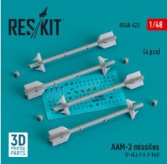 [사전 예약] RS48-0423 AAM-3 missiles (4 pcs) (F-4EJ, F-2, F-15J) (3D Printed) (1/48)