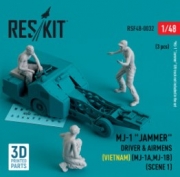 RSF48-0032 MJ-1 "Jammer" Driver & airmens (Vietnam) (MJ-1A,MJ-1B) (scene 1) (3 pcs) (3D Printed) (1/