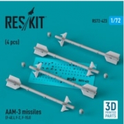 RS72-0423 AAM-3 missiles (4 pcs) (F-4EJ, F-2, F-15J) (3D Printed) (1/72)