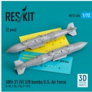 RS72-0465 GBU-31 (V) 3/B bombs U.S. Air Force (2 pcs) (B-1B, F-35, F-22, F-111C) (3D Printed) (1/72)