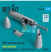 RS72-0468 SUU-16A 20mm gun pod (open gun bay) wings mounting for F-4 "Phantom II" (C,D) (1 pcs) (3D