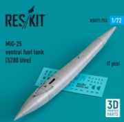 RSU72-0253 MiG-25 ventral fuel tank (5280 litre) (1 pcs) (3D Printed) (1/72)