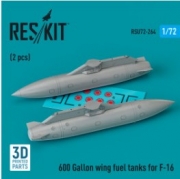 RSU72-0264 600 Gallon wing fuel tanks for F-16 (2 pcs) (3D Printed) (1/72)