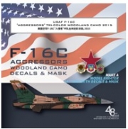 [사전 예약] D48054 1/48 USAF F-16C "AGGRESSORS" TRI-COLOR WOODLAND CAMO DIE-CUT FLEXIBLE MASK FOR ACCURATE AIRFRAME PAINTING OF THE KINETIC 48102 SCALE 1/48 KIT