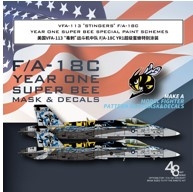 [사전 예약] D48061 1/48 VFA-113 "STINGERS" F/A-18C YEAR ONE SUPER BEE SPECIAL PAINT SCHEME CAMOUFLAGE DIE-CUT FLEXIBLE MASK FOR ACCURATE AIRFRAME PAINTING OF THE KINETIC K48114 K48031 SCALE 1/48 KIT