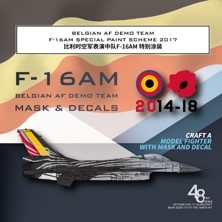 [사전 예약] D48089 1/72 BELGIAN AF DEMO TEAM F-16AM SPECIAL PAINT SCHEME DIE-CUT FLEXIBLE MASKTHE DIE-CUT FLEXIBLE MASK FOR ACCURATE AIRFRAME PAINTING OF THE TAMIYA 61106 SCALE 1/48 KIT