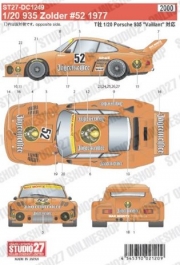 ST27-DC1249 1/20 Porsche 935 Zolder #52 1977 for TAMIYA