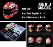 HM-008 1/12 MOTOGP Marquez Helmet Model Red and White Ant SHOEI X-14 Ant 2019