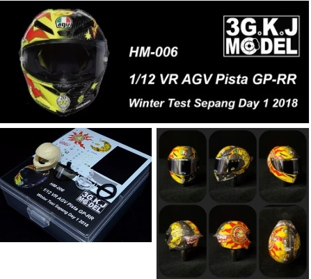 HM-006 1/12 MOTOGP Rossi Helmet Model AGV Pista GP-RR Winter Test 2018