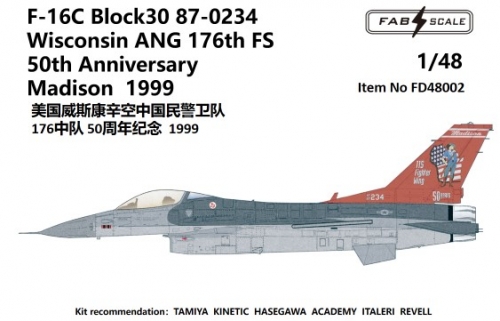 [사전 예약] FD48002 1/48 F-16C  Wisconsin ANG 176th FS  50th Anniversary