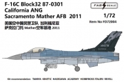 [사전 예약] FD72004 1/72 F-16C Block 32 87-0301 California ANG Sacramento Mather AFV 2011