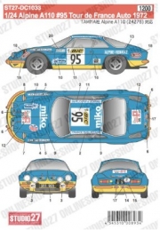 ST27-DC1033 1/24 A110 #95 Tour de France Auto (1972) Studio27