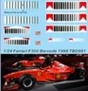 TBD961 1/24 Barcode Decals For Ferrari F300 Schumacher Irvine 1998 Decal TBD961