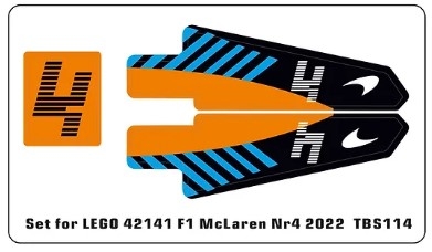 TBS114 Adesivi Stickers for LEGO Set 42141 McLaren F1 2022 Nr.4 TBS114