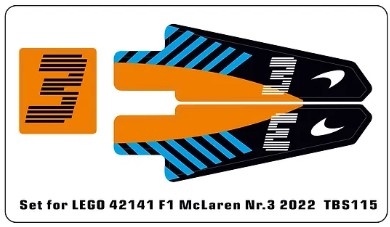 TBS115 Adesivi Stickers for LEGO Set 42141 McLaren F1 2022 Nr.3 TBS115