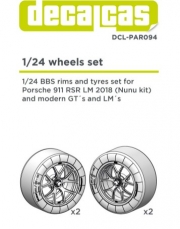 DCL-PAR094 Rims and tyres set for 1/24 scale models: Porsche 911 991 GT3 RSR (2+2 units/each)