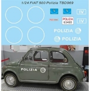 TBD969 1/24 Water Decals for Fiat 500 Polizia livery Decal TBD969