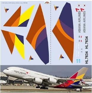 TBD396 1/144 Airbus A380 Asiana Airlines Livery Decals TB Decal TBD396