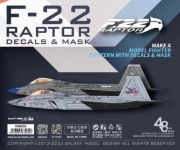 [사전 예약] D48058 1/48 F-22 RAPTOR SPECIAL PAINT SCHEME CAMO DIE-CUT FLEXIBLE  MASK & DECEL  FOR ACCURATE AIRFRAME PAINTING OF THE HASEGAWA 52293/07245/07467 SCALE 1/48 KIT