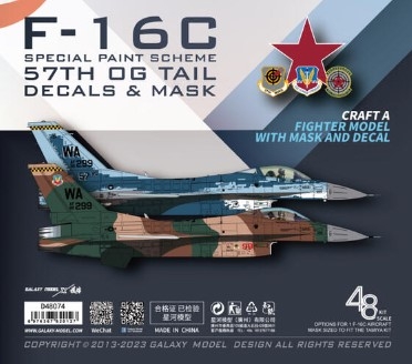 [사전 예약] D48074 1/48 USAF 64TH AGGRESSOR SQUADRON F-16C BLOCK 25 FALCON“57TH OG TAIL”SPECIAL PAINT SCHEME （NO.86-0299）  MASK&DECAL   FOR THE TAMIYA 61101 SCALE 1/48 KIT