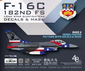 [사전 예약] D48093 1/48 F-16C Lone Star Gunfighters Texas ANG 65th Anniversary paint  FOR ACCURATE AIRFRAME PAINTING OF THE TAMIYA 61106 SCALE 1/48 KIT