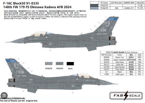 [사전 예약] FD48031 1/48 F-16C Block50 91-0335 148th FW 179 FS Okinawa Kadena AFB 2024