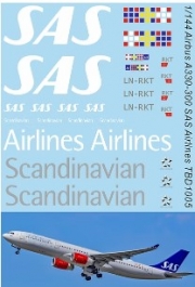 [사전 예약] TBD1005 1/144 Water Decals For Airbus A330-300 SAS Scandinavian Airlines Decal TBD1005