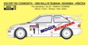 [사전 예약] REJ0400 1/24 Decal – Escort RS Cosworth - Rallye Šumava / Bohemia 1999 - Křeček / Krečman 1/24 for Tamiya / Domino kits