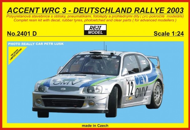 [사전 예약] REJ2401D Kit – Hyundai Accent WRC EVO 3 Rallye Deutschland 2003 #12 - LIMITED EDITION 1/24