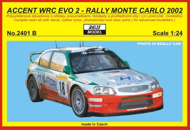 [사전 예약] REJ2401B Kit – Hyundai Accent WRC EVO 2 Rally Monte Carlo 2002 1/24