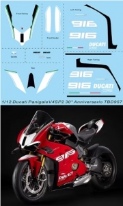 TBD957 1/12 Water Decals for Ducati Panigale V4 SP2 30° Anniversario Decal TBD957