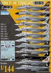 [사전 예약] DXM41-1114 1/144 USN F-14A/B/D Tomcat VF-2/14/31/32/102/103/NSAWC 12 schemes collection