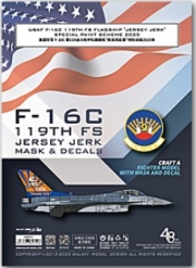 [사전 예약] G48098 1/48 USAF F-16C 119th FS Flagship ""JERSEY JERK"" 2025 DIE-CUT FLEXIBLE MASK & DECEL FOR  KINETIC K48146 SCALE 1/48 KIT