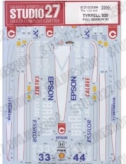 [사전 예약] ST27-DC639R 1/20 Tyrrell 020 1991 STUDIO27 【Original Decals】