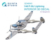 [사전 예약] QD48643 1/48 P-38J Lightning 3D-Printed & coloured Interior on decal paper (Hasegawa)