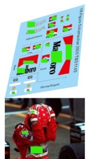 [사전 예약] TBD1145 1/8 Decals Mancanti Figure Pilota per Schumacher 2000 (Centauria) Decal TBD1145