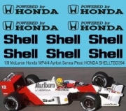 [사전 예약] TBD394 1/8 McLaren Honda MP4/4 Ayrton Senna Prost HONDA SHELL Sponsor Decals for De Ago