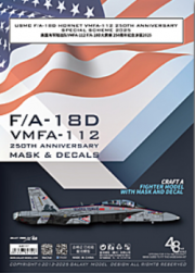 [사전 예약] G48108 1/48 USMC F/A-18D VMFA-112 250th Anniversary Special Scheme 2025 FOR THE KINETIC K48121 SCALE 1/48 KIT