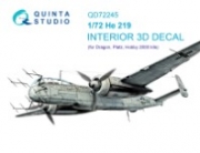 [사전 예약] QD72245 1/72 He 219 3D-Printed & coloured Interior on decal paper (Dragon)