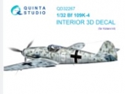 [사전 예약] QD32267 1/32 Bf 109K-4 3D-Printed & coloured Interior on decal paper (Kotare)
