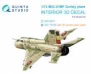 [사전 예약] QD+72259 1/72 MiG-21MF (Gorkiy plant) 3D-Printed & coloured Interior on decal paper (Eduard) (with 3D-printed resin parts)
