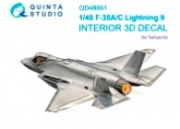 [사전 예약] QD48661 1/48 F-35A/F-35C Lightning II 3D-Printed & coloured Interior on decal paper (Tamiya)