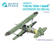 [사전 예약] QD32273 1/32 Hs 123A-1 late/Hs 123B 3D-Printed & coloured Interior on decal paper (ICM)