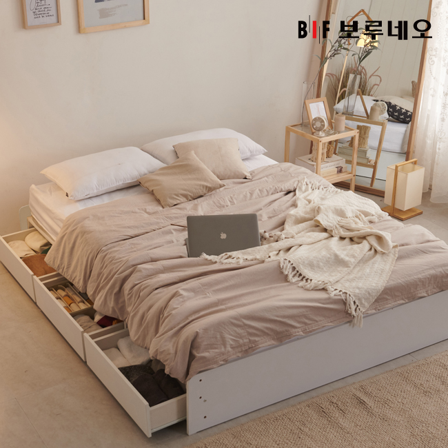 앳홈 심플 서랍형 침대(Q)-쟈가드7존독립매트리스