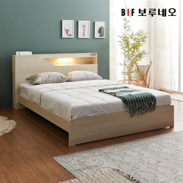 앳홈 블랑 LED 일반형 침대(Q)-라운드본넬매트리스