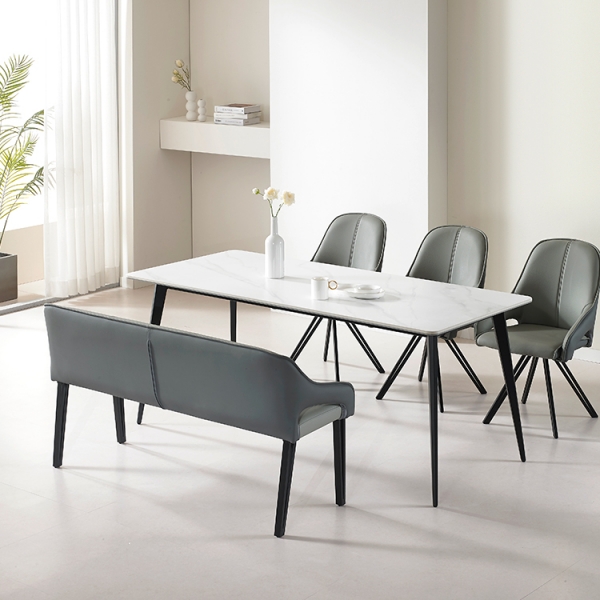 몬타나 오토리턴 양면세라믹 6인 벤치식탁세트 (회전의자 3개 벤치의자 1개)