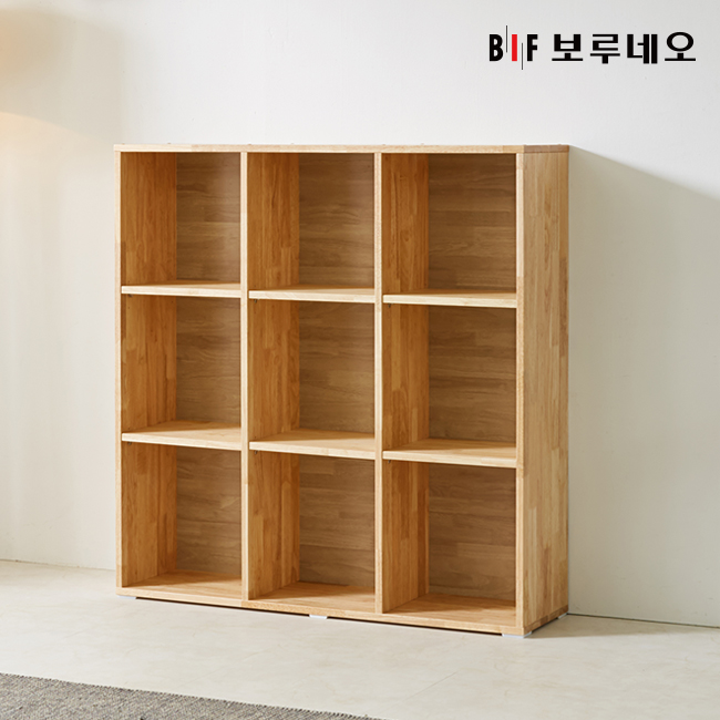 앳홈 테드 러버 원목 3단 9칸 책장 (W1080 H1116 D300)