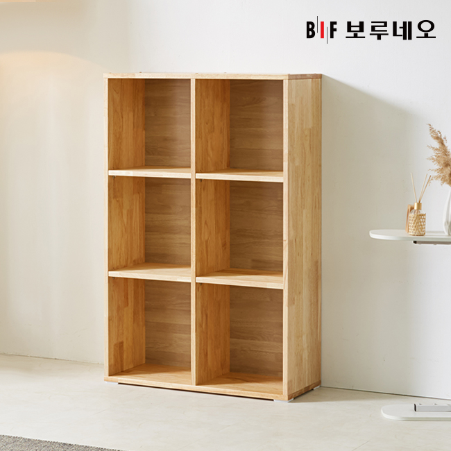 앳홈 테드 러버 원목 3단 6칸 책장 (W726 H1116 D300)